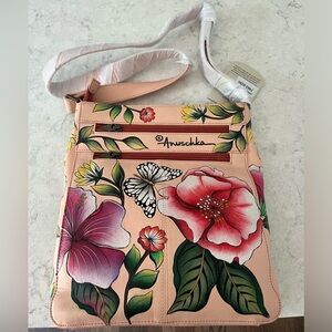 Pink Anuscha medium size crossbody bag, double zippers, brand new with tags